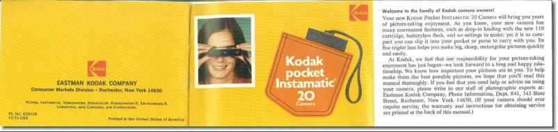 Page n°1 - Manuel utilisateur Kodak Pocket Instamatic 20