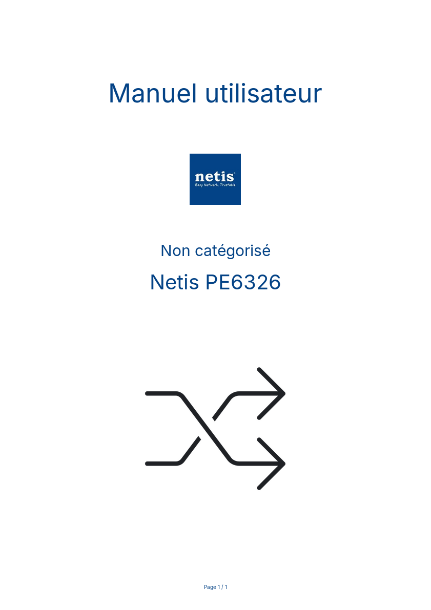 Page n°1 - Manuel utilisateur Netis PE6326