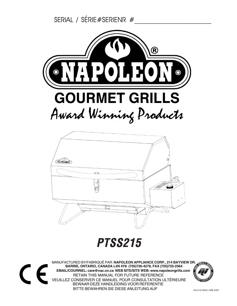 Page n°1 - Manuel utilisateur Napoleon PTSS215 Freestyle