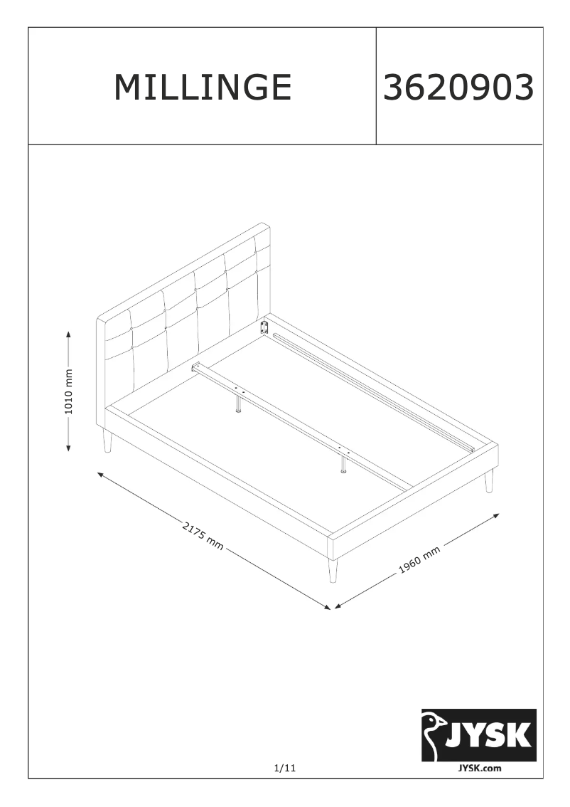 Page 1 de la notice Manuel utilisateur JYSK Millinge (180x200)