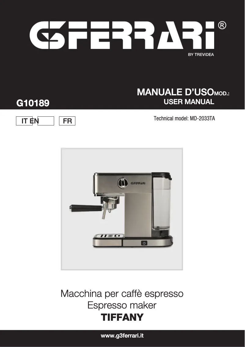 Page n°1 - Manuel utilisateur G3 Ferrari Tiffany G10189