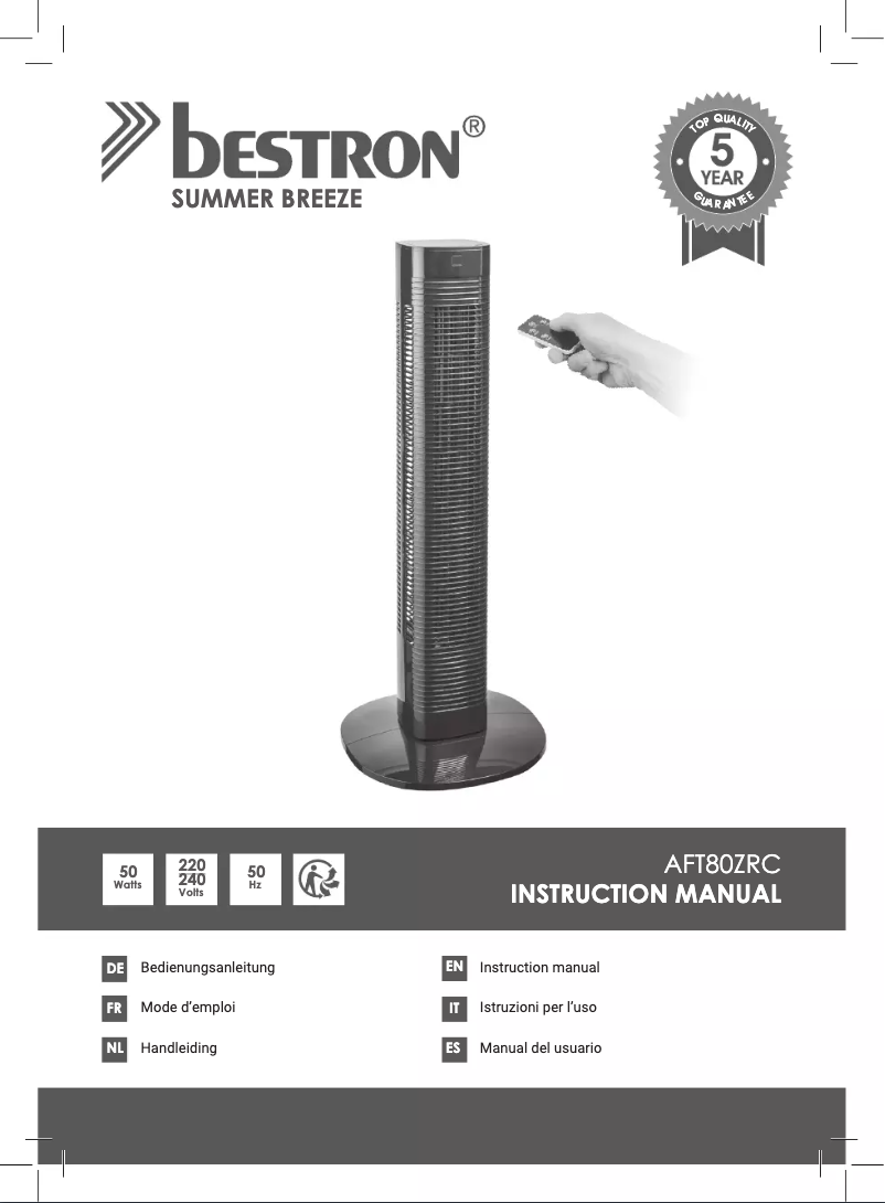 Page n°1 - Manuel utilisateur Bestron AFT80ZRC