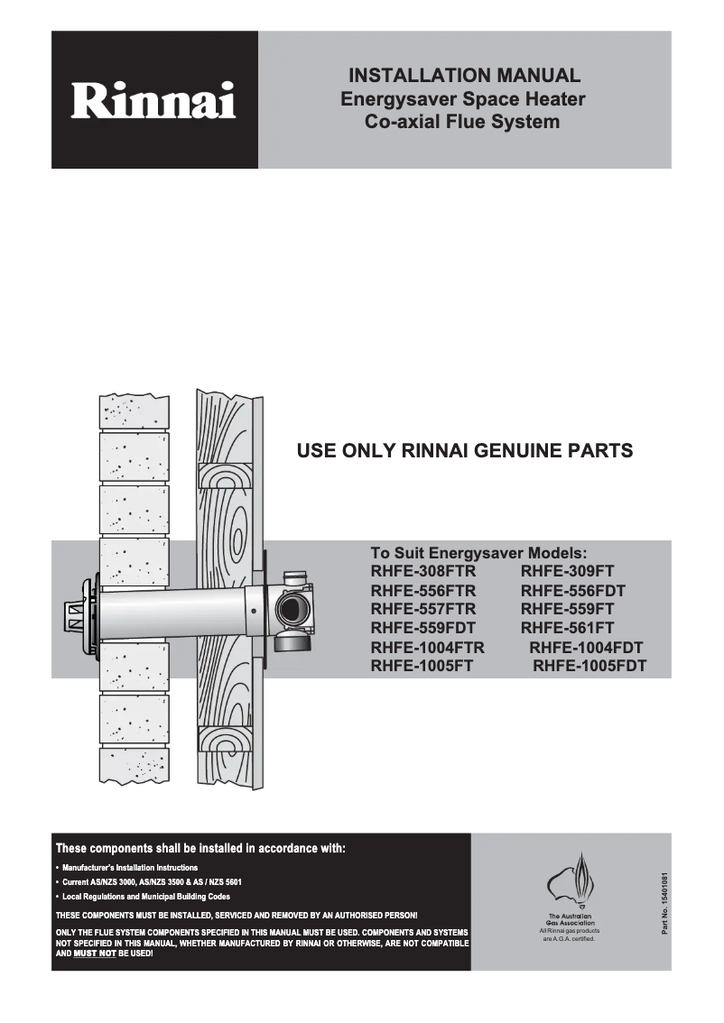 Page n°1 - Guide d'installation Rinnai Energysaver RHFE-561FT