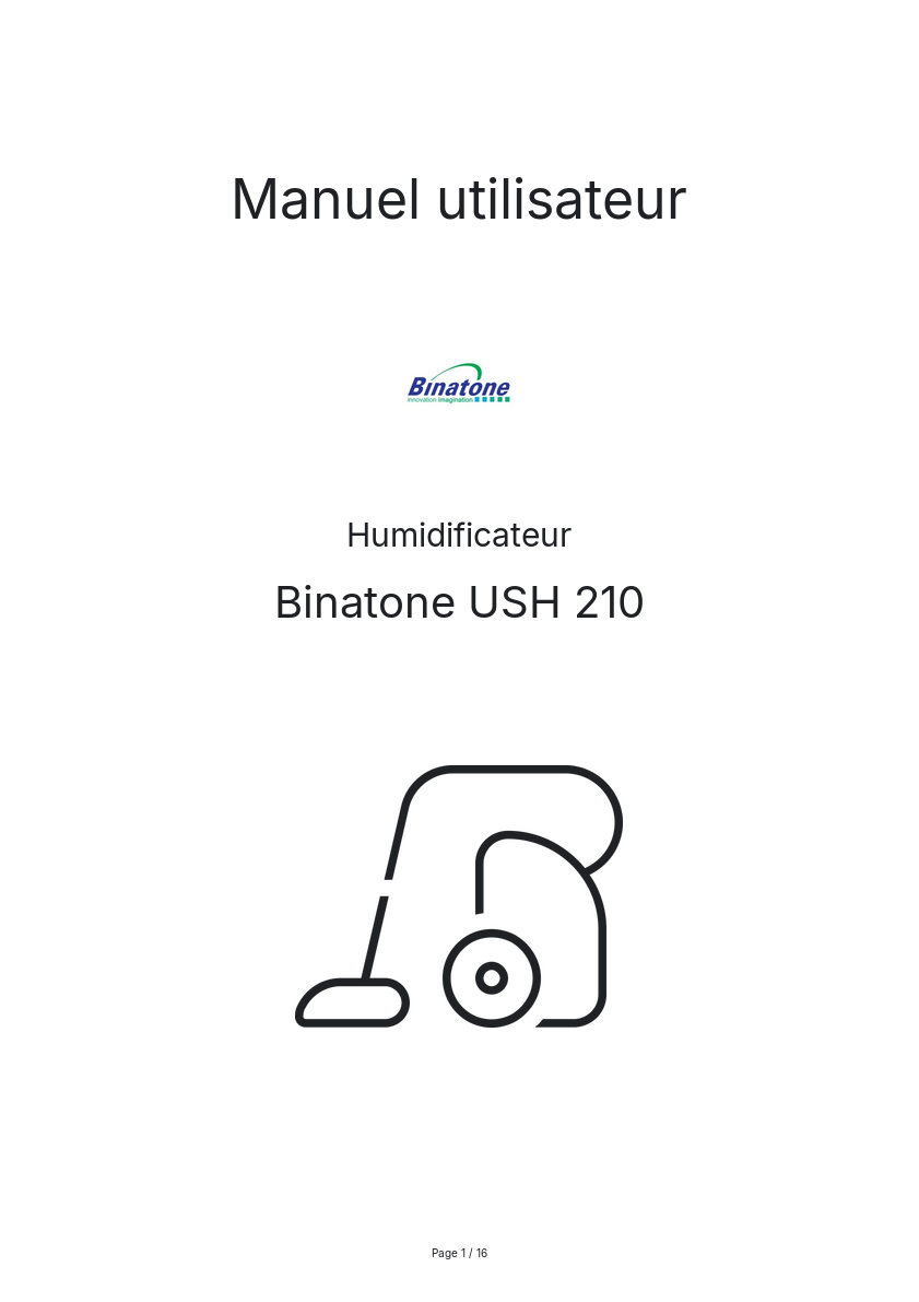 Page n°1 - Manuel utilisateur Binatone USH 210