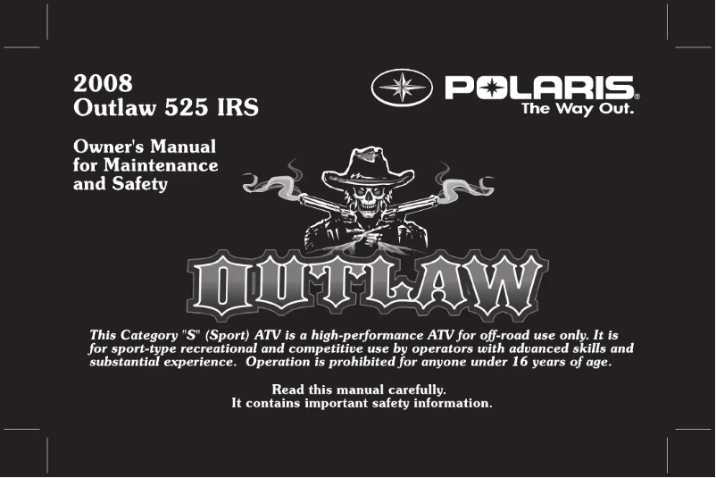Page 1 de la notice Manuel utilisateur Polaris Outlaw 525 IRS (2008)