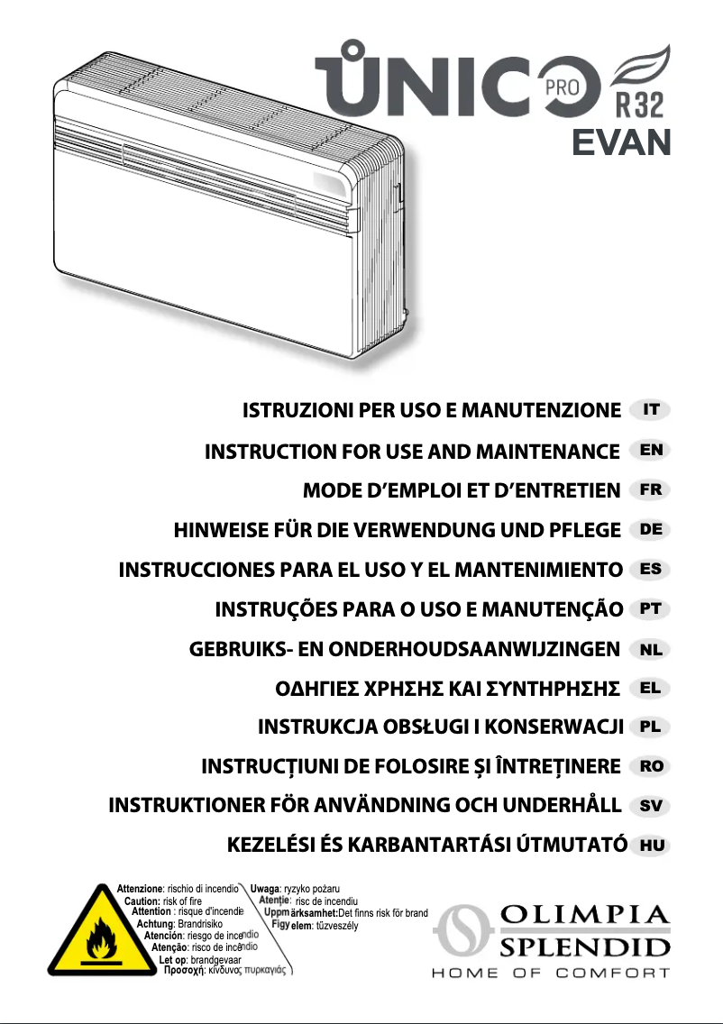 Página 1 del manual Manual de usuario Olimpia Splendid Unico Pro