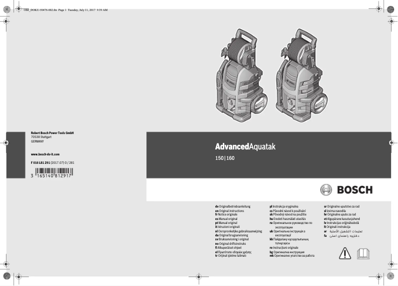 Image de la première page du manuel de l'appareil AdvancedAquatak 150