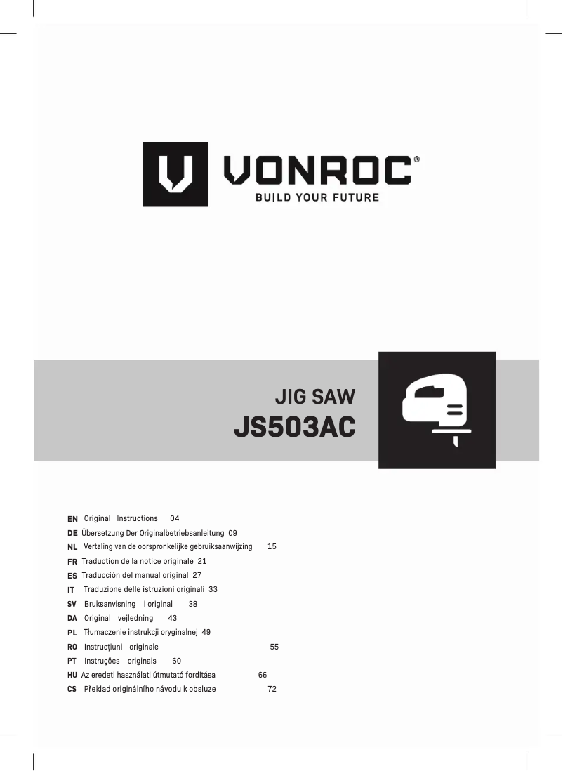 Page n°1 - Manuel utilisateur Vonroc JS503AC
