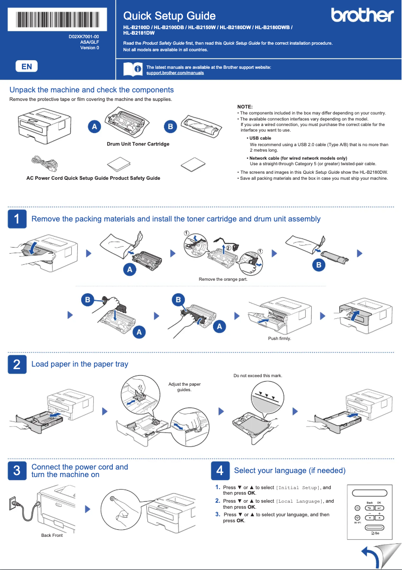 Page n°1 - Manuel utilisateur Brother HL-B2180DW