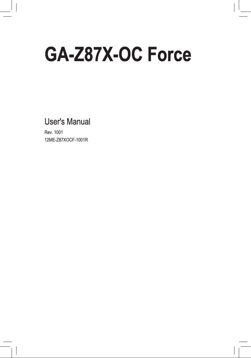 Page 1 de la notice Manuel utilisateur Gigabyte GA-Z87X-OC Force