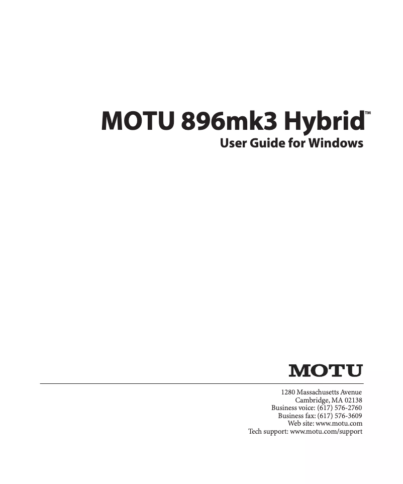 Página 1 del manual Manual de usuario Motu 896Mk3 Hybrid