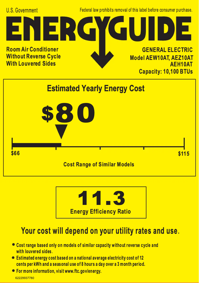 Page n°1 - Label énergétique GE AEZ10AT