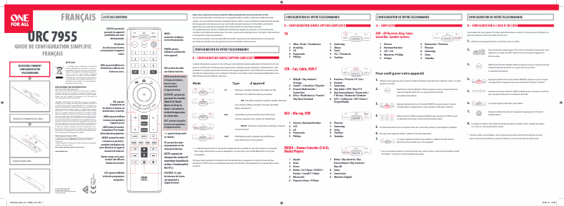 Page 1 de la notice Manuel utilisateur One for all URC7955