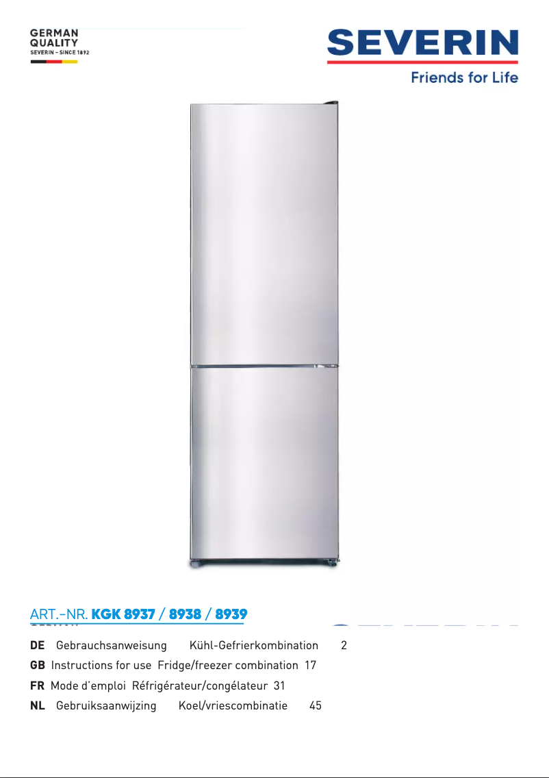 Page 1 de la notice Manuel utilisateur Severin KGK 8937
