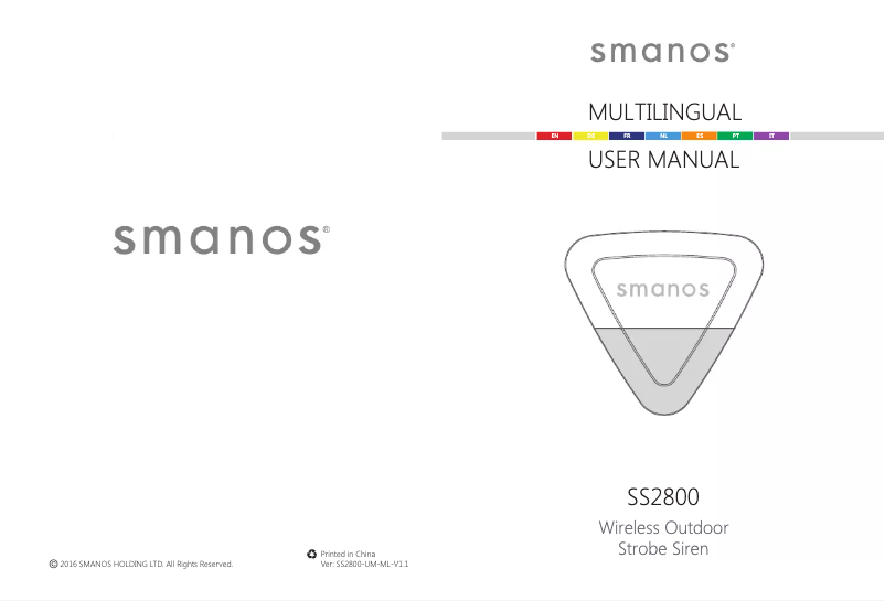 Page n°1 - Manuel utilisateur smanos SS2800