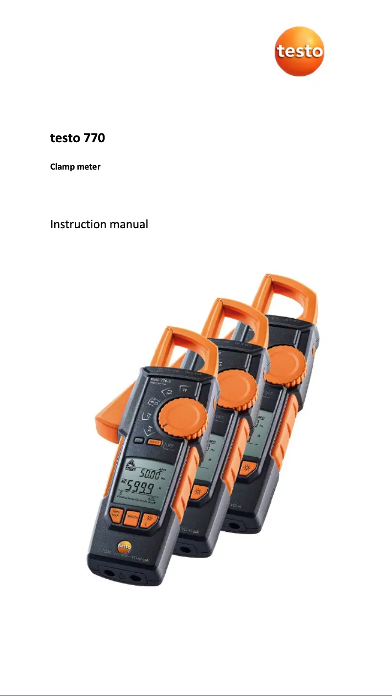 Page 1 de la notice Manuel utilisateur Testo 770