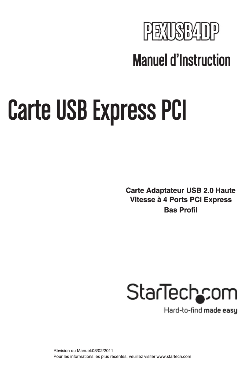 Page 1 de la notice Manuel utilisateur StarTech.com PEXUSB4DP