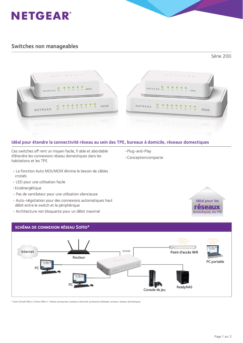 Page n°1 - Fiche technique Netgear FS208v2