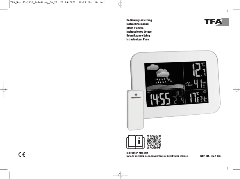 Page 1 de la notice Manuel utilisateur TFA 35.1136.02