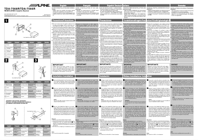 Page 1 de la notice Manuel utilisateur Alpine TDA-7566R