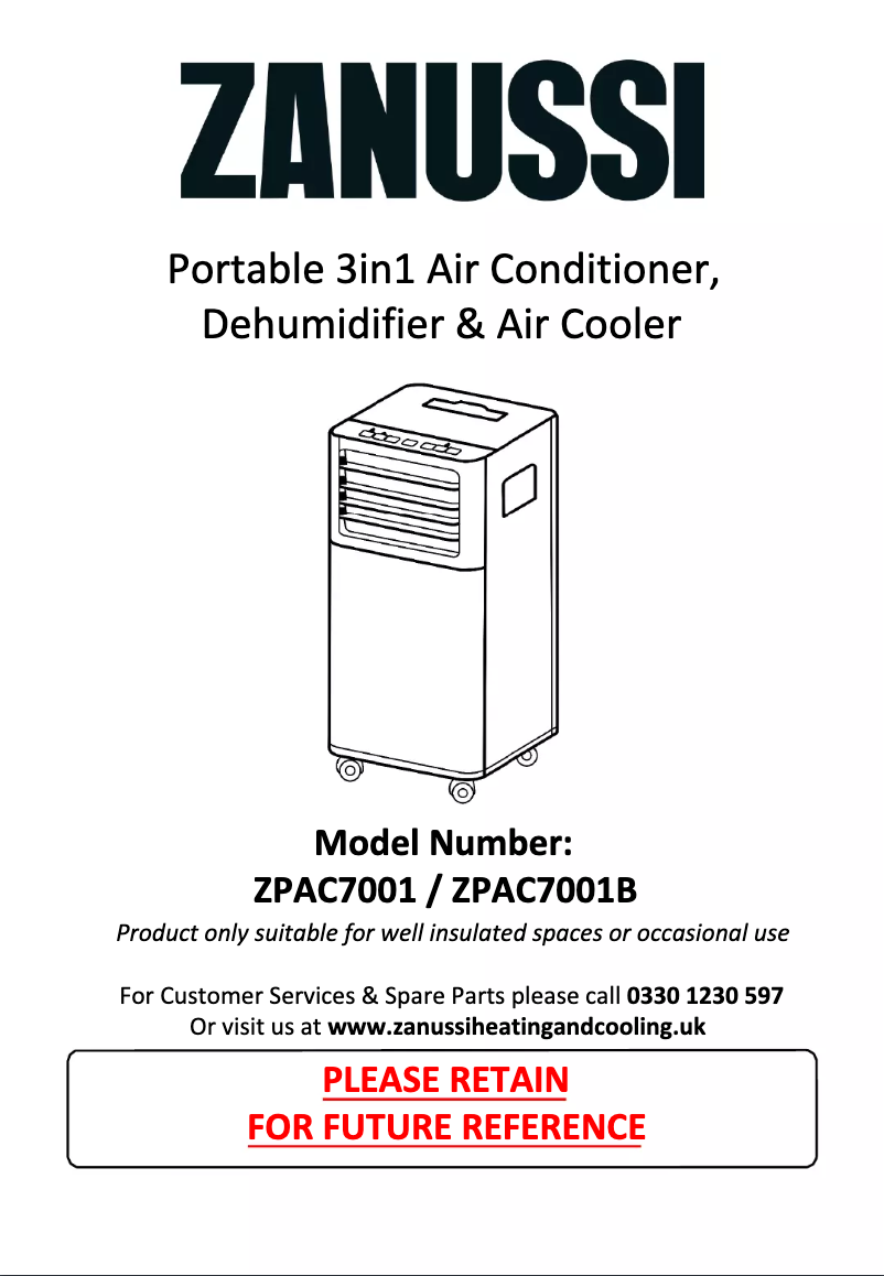 Image de la première page du manuel de l'appareil ZPAC7001B