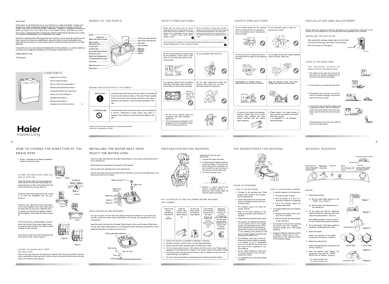 Page 1 de la notice Manuel utilisateur Haier XPB65-114D