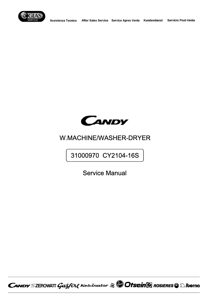 Page 1 de la notice Manuel utilisateur Candy CY2 104-16S