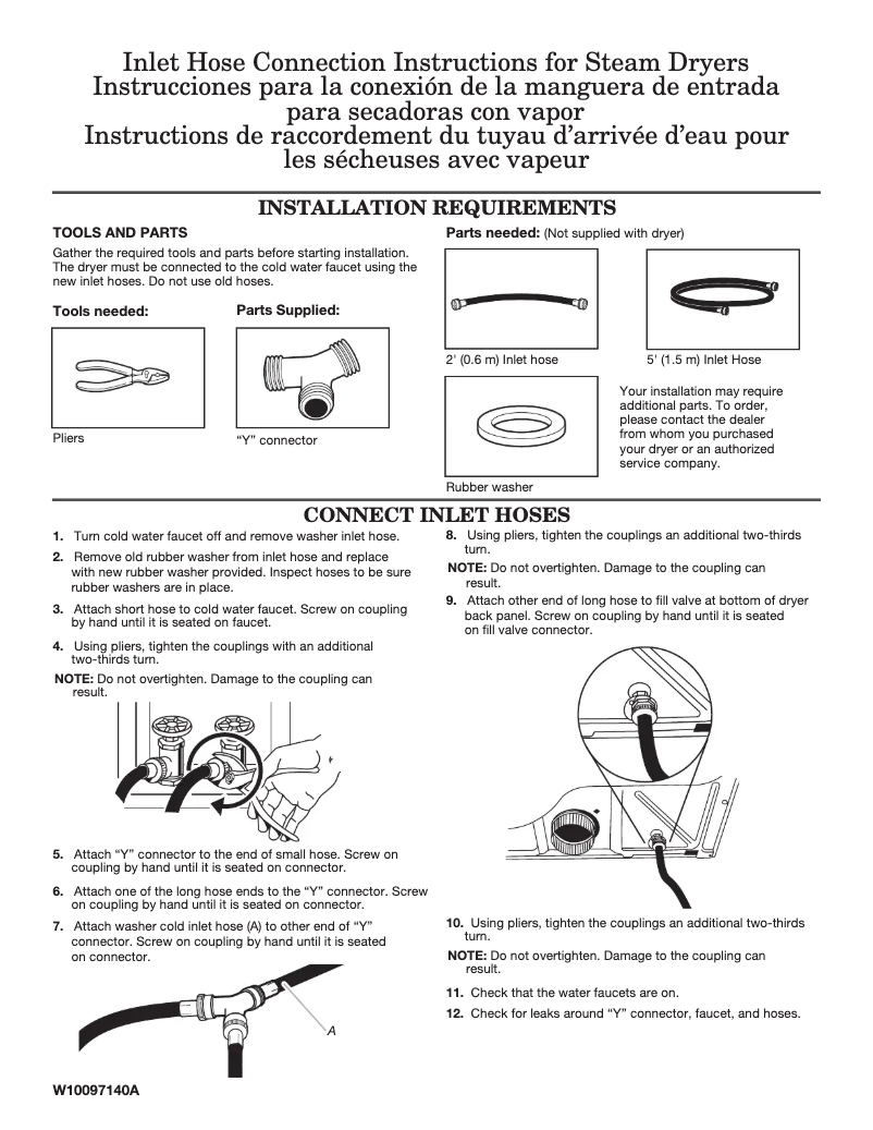 Page 1 de la notice Guide d'installation Whirlpool Duet WED96HEAW