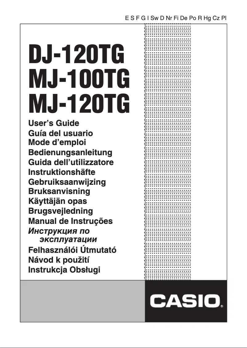 Image de la première page du manuel de l'appareil MJ-100TG