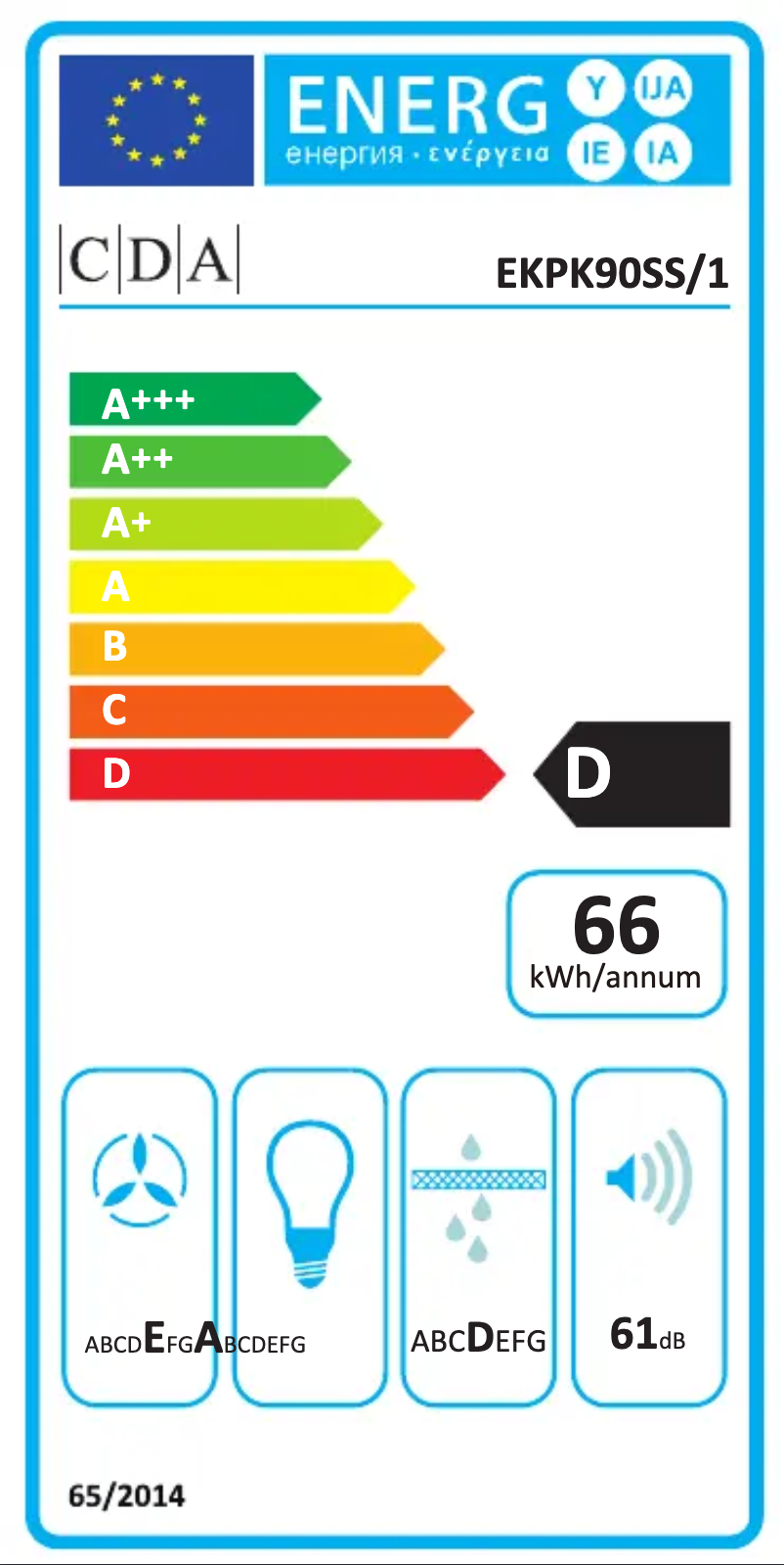 Page n°1 - Label énergétique CDA EKPK90BL