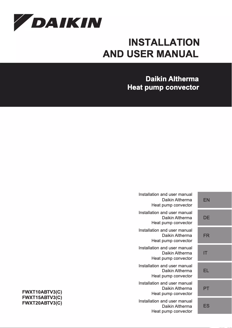 Page 1 de la notice Guide d'installation Daikin FWXT20ABTV3C