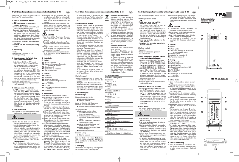 Imagen de la primera página del manual del dispositivo ID-A3 30.3902.02