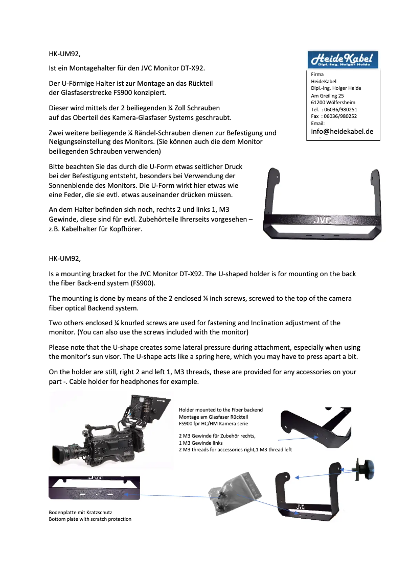 Page 1 de la notice Manuel utilisateur JVC HK-UM92