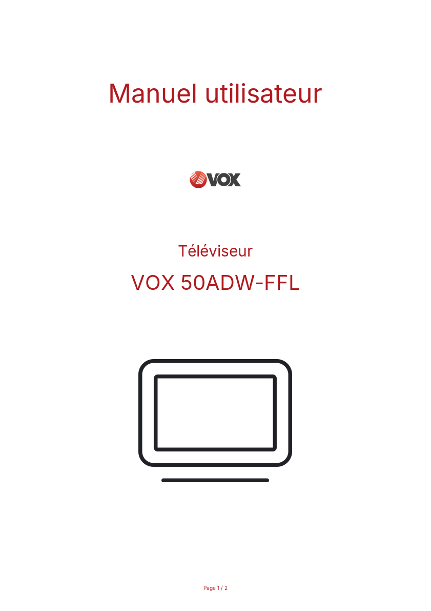 Page n°1 - Manuel utilisateur VOX 50ADW-FFL