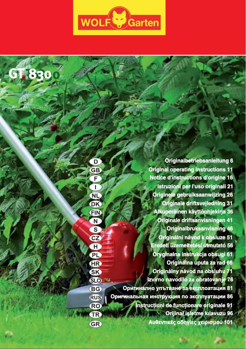 Página 1 del manual Manual de usuario Wolf Garten GTE 830