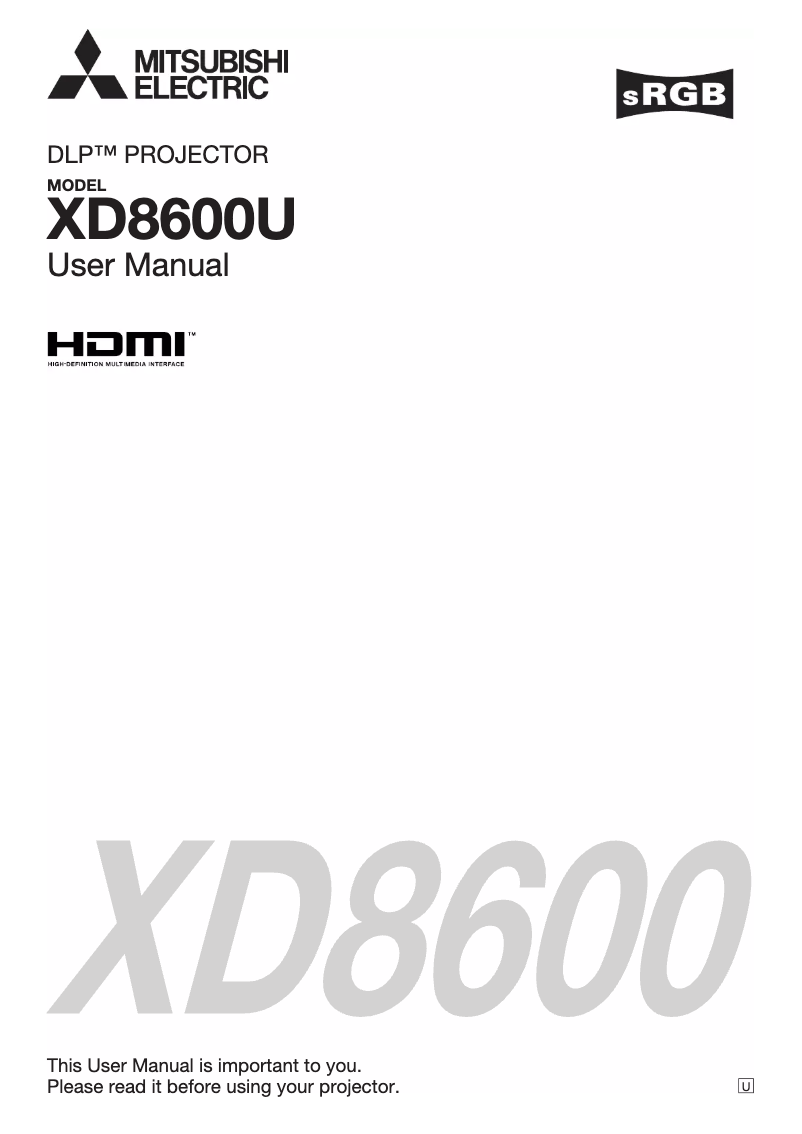 Image de la première page du manuel de l'appareil XD8600U