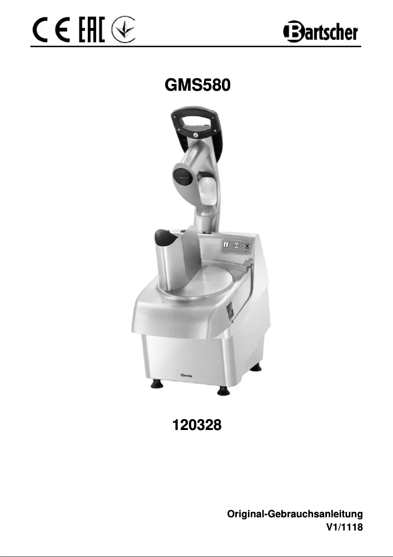 Page 1 de la notice Manuel utilisateur Bartscher GMS580