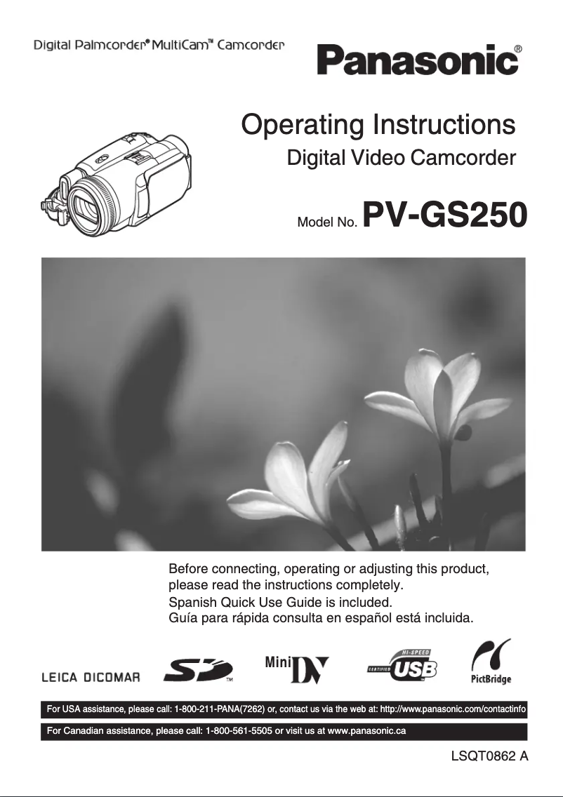 Page 1 de la notice Manuel utilisateur Panasonic PV-GS250
