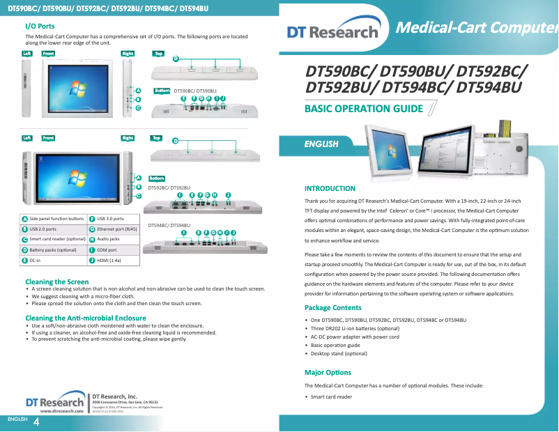 Page 1 de la notice Manuel utilisateur DT Research DT594BU