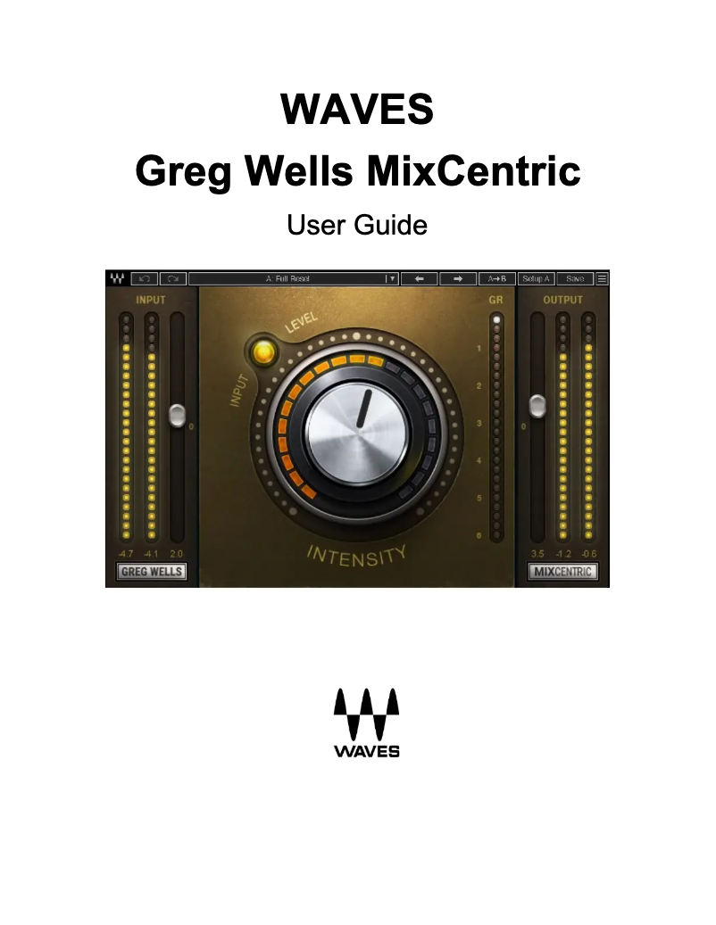 Page 1 de la notice Manuel utilisateur Waves Greg Wells MixCentric