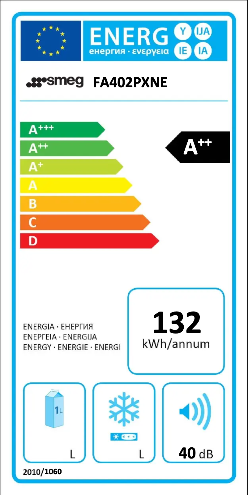 Page n°1 - Label énergétique Smeg FA402PXNE