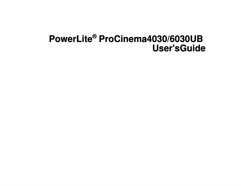 Image de la première page du manuel de l'appareil PowerLite Pro Cinema 4030