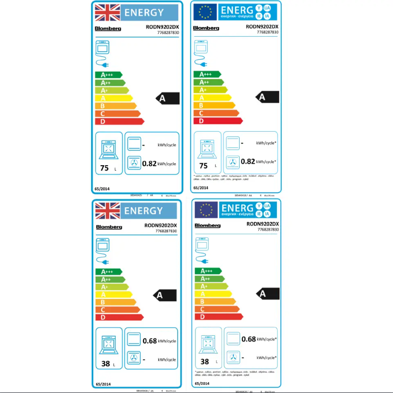 Page 1 de la notice Label énergétique Blomberg RODN9202DX