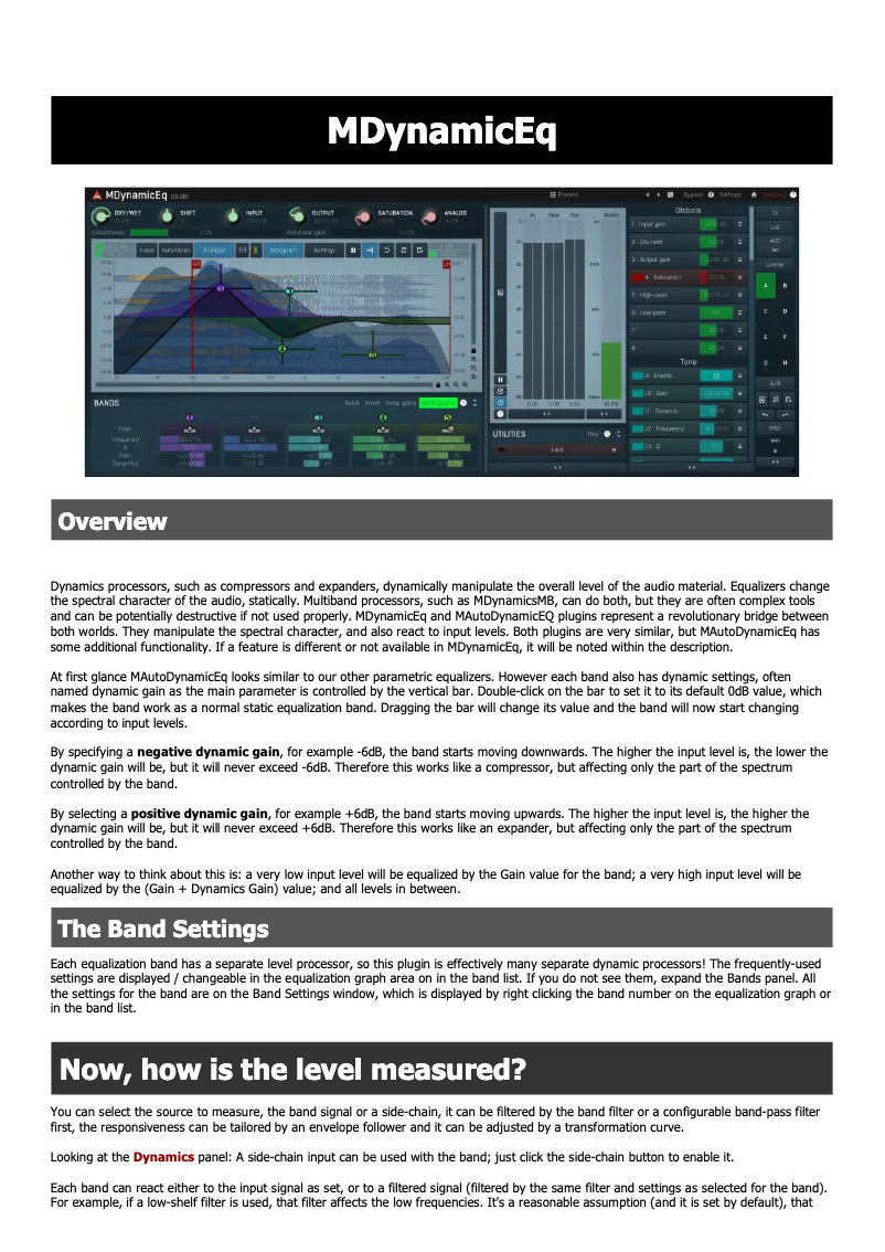 Page n°1 - Manuel utilisateur MeldaProduction MDynamicEQ