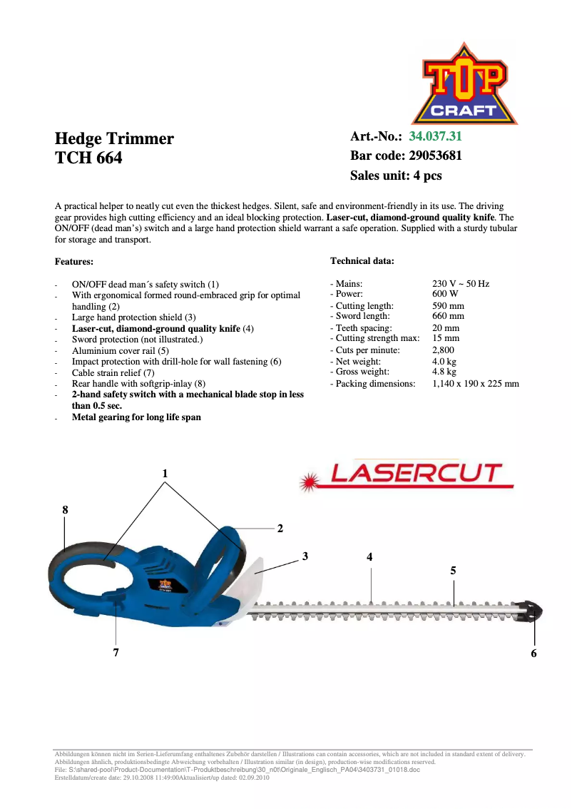 Image de la première page du manuel de l'appareil TCH 664