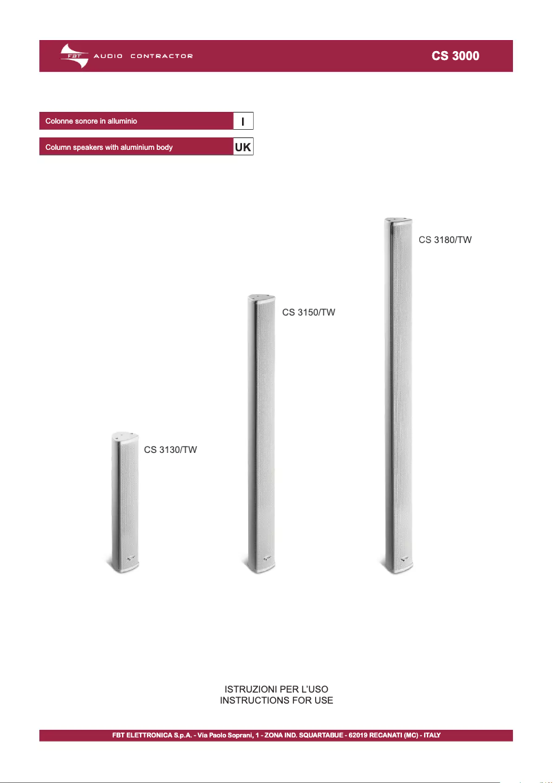 Page n°1 - Manuel utilisateur FBT CS 3180/TW
