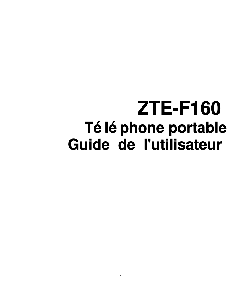 Page 1 de la notice Manuel utilisateur ZTE F160