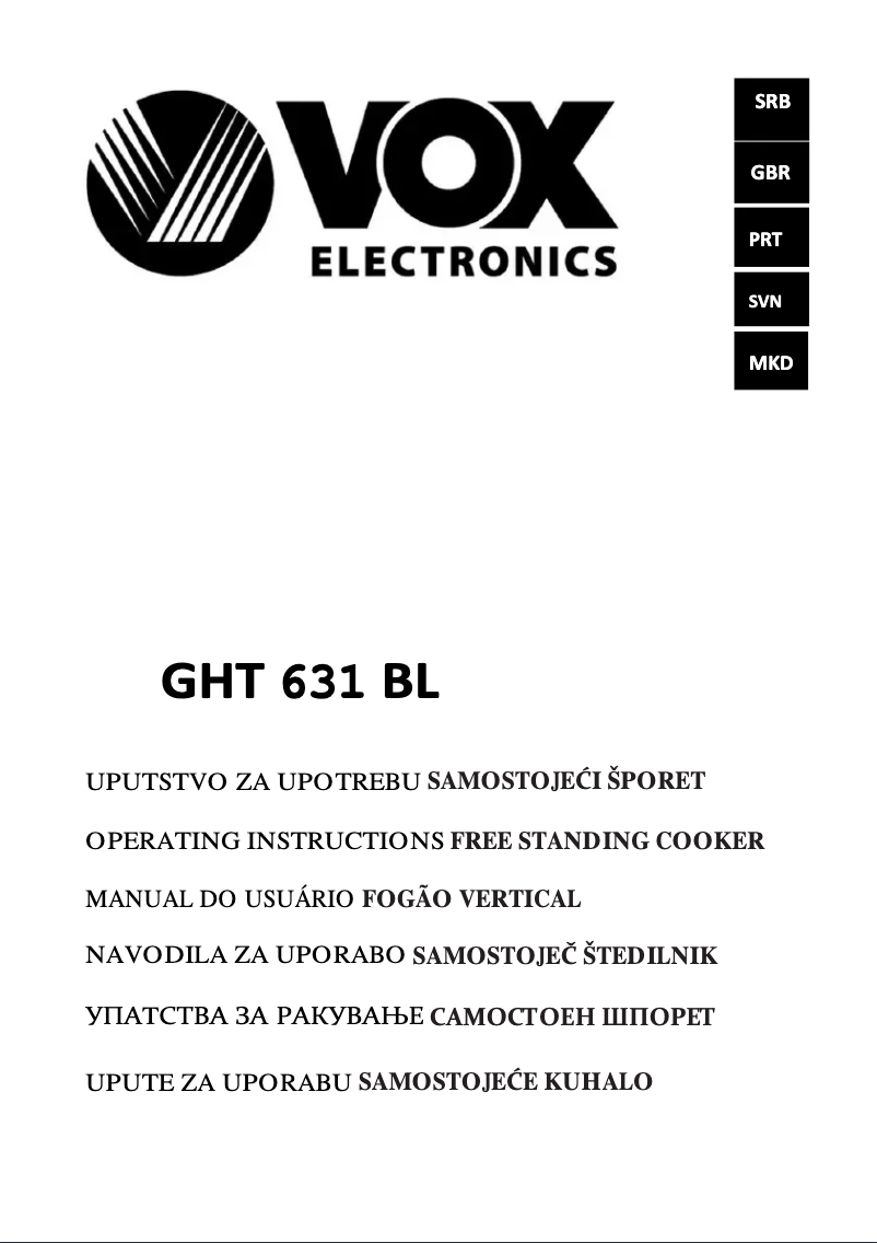 First page image of the manual for GHT631BL