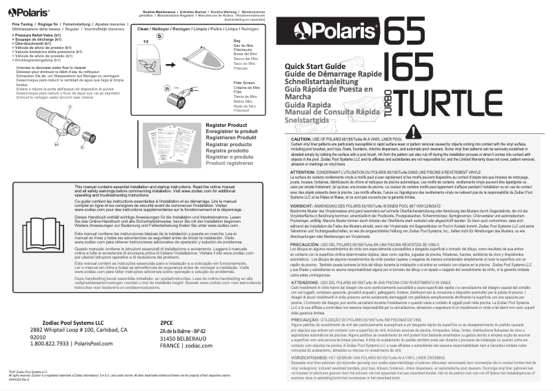 Page 1 de la notice Guide de démarrage rapide Polaris Vac-Sweep 65
