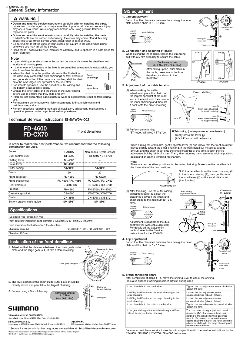 Página 1 del manual Manual de usuario Shimano FD-4600-F